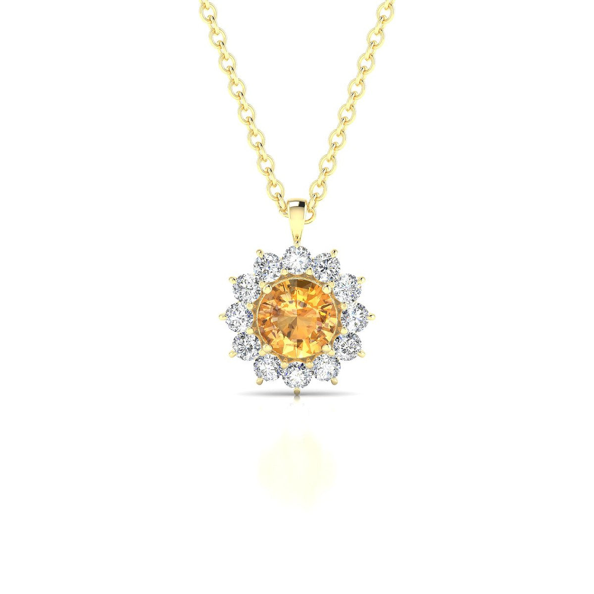 Blossom | 18k Yellow Gold 4.5 mm Round Citrine Pendant