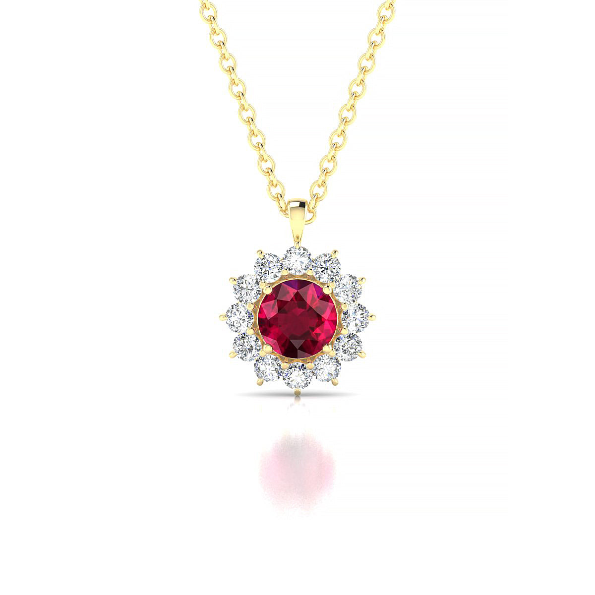 Blossom | 18k Yellow Gold 4.5 mm Round Ruby Pendant