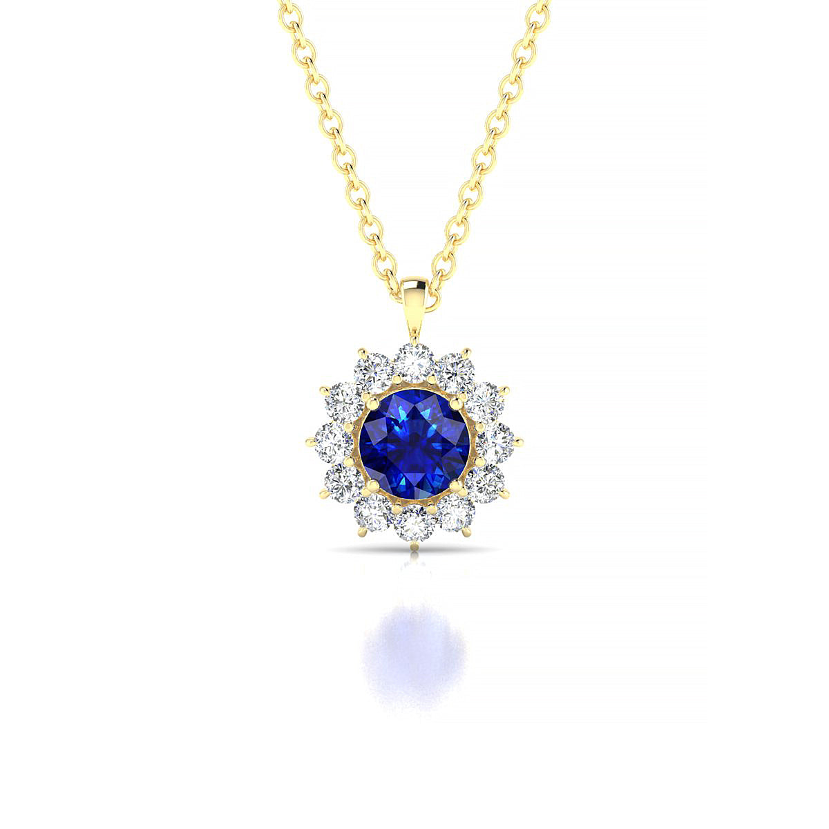 Blossom | 18k Yellow Gold 4.5 mm Round Sapphire Pendant