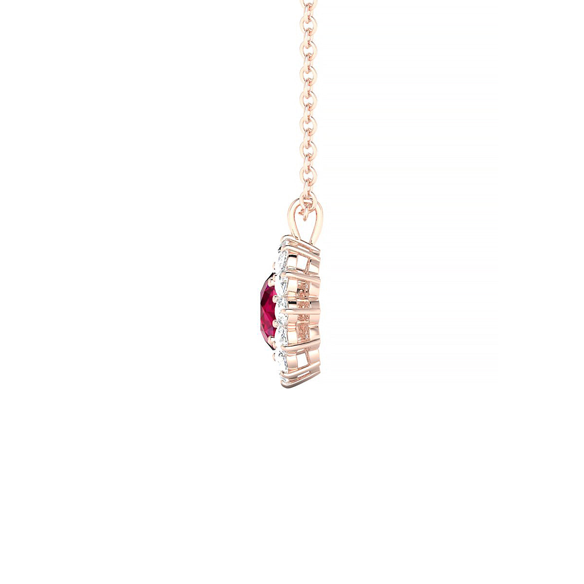 Blossom | 18k Rose Gold 4.5 mm Round Ruby Pendant