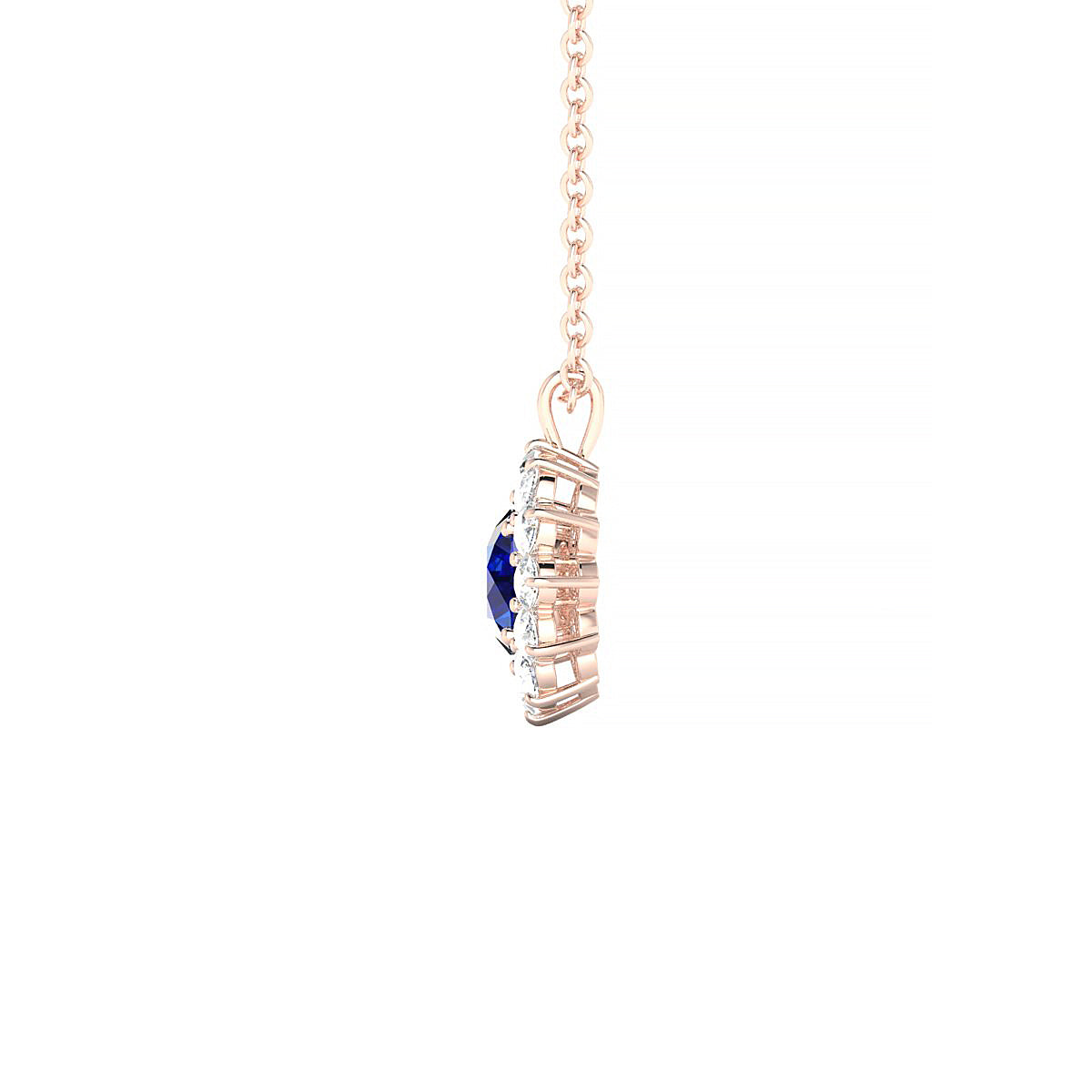 Blossom | 18k Rose Gold 4.5 mm Round Sapphire Pendant