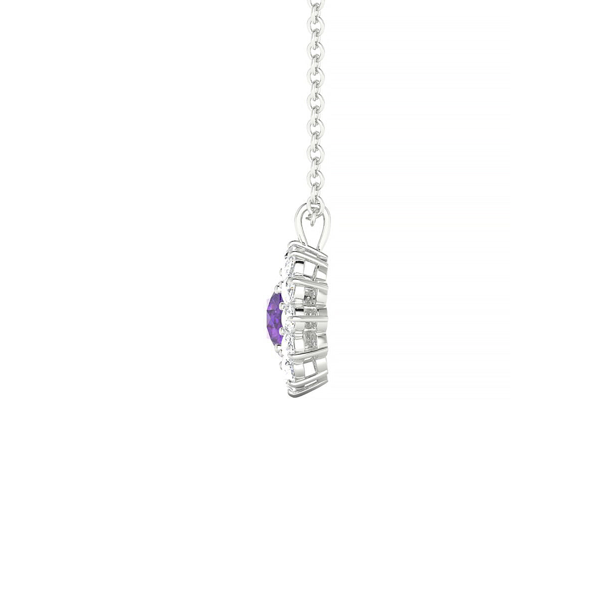 Blossom | 18k White Gold 4.5 mm Round Amethyst Pendant