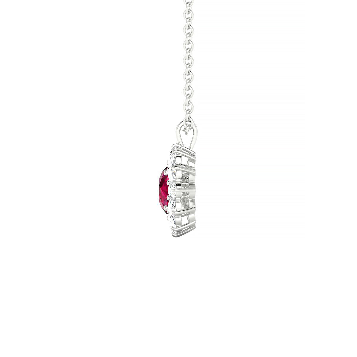 Blossom | 18k White Gold 4.5 mm Round Ruby Pendant