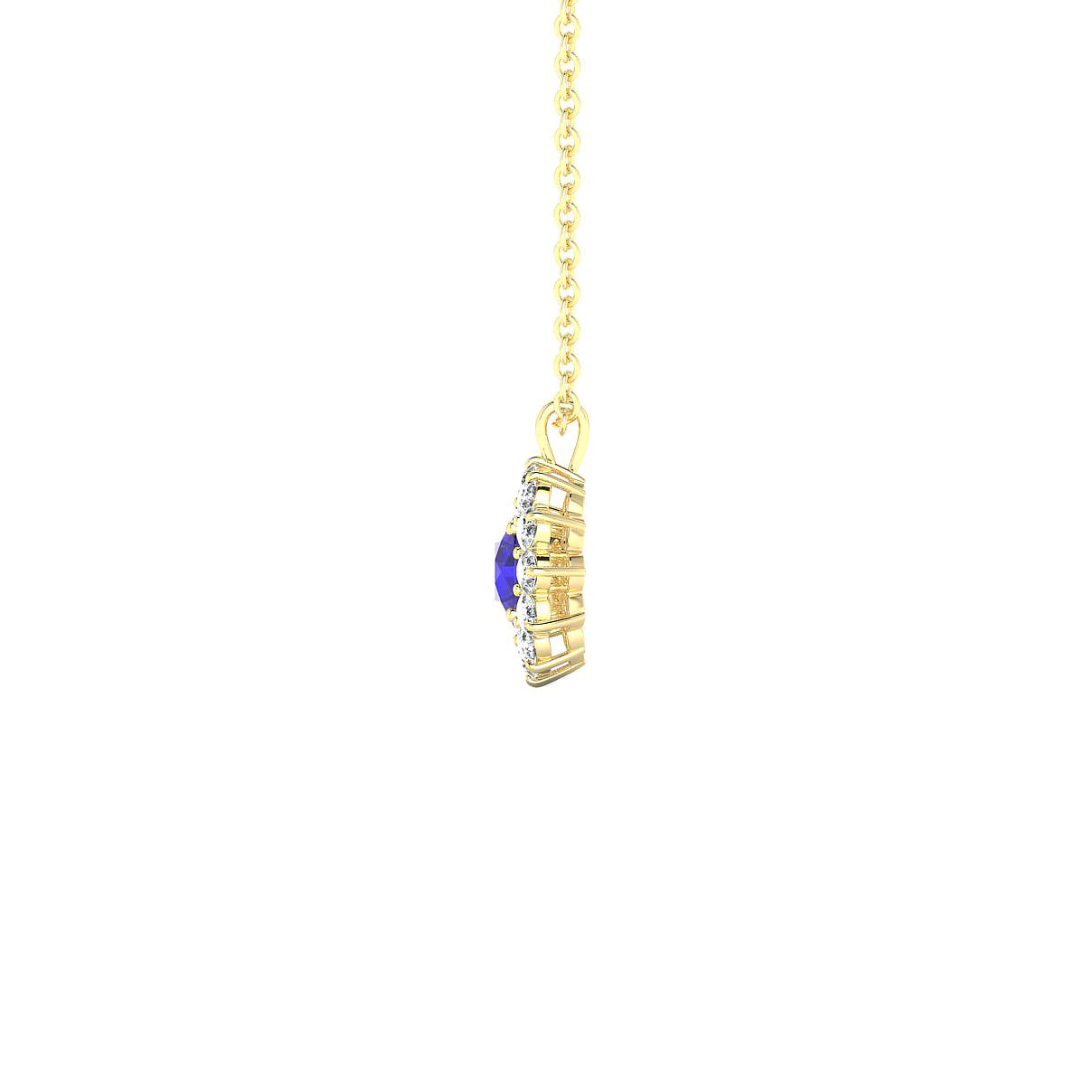 Blossom | 18k Yellow Gold 4.5 mm Round Tanzanite Pendant