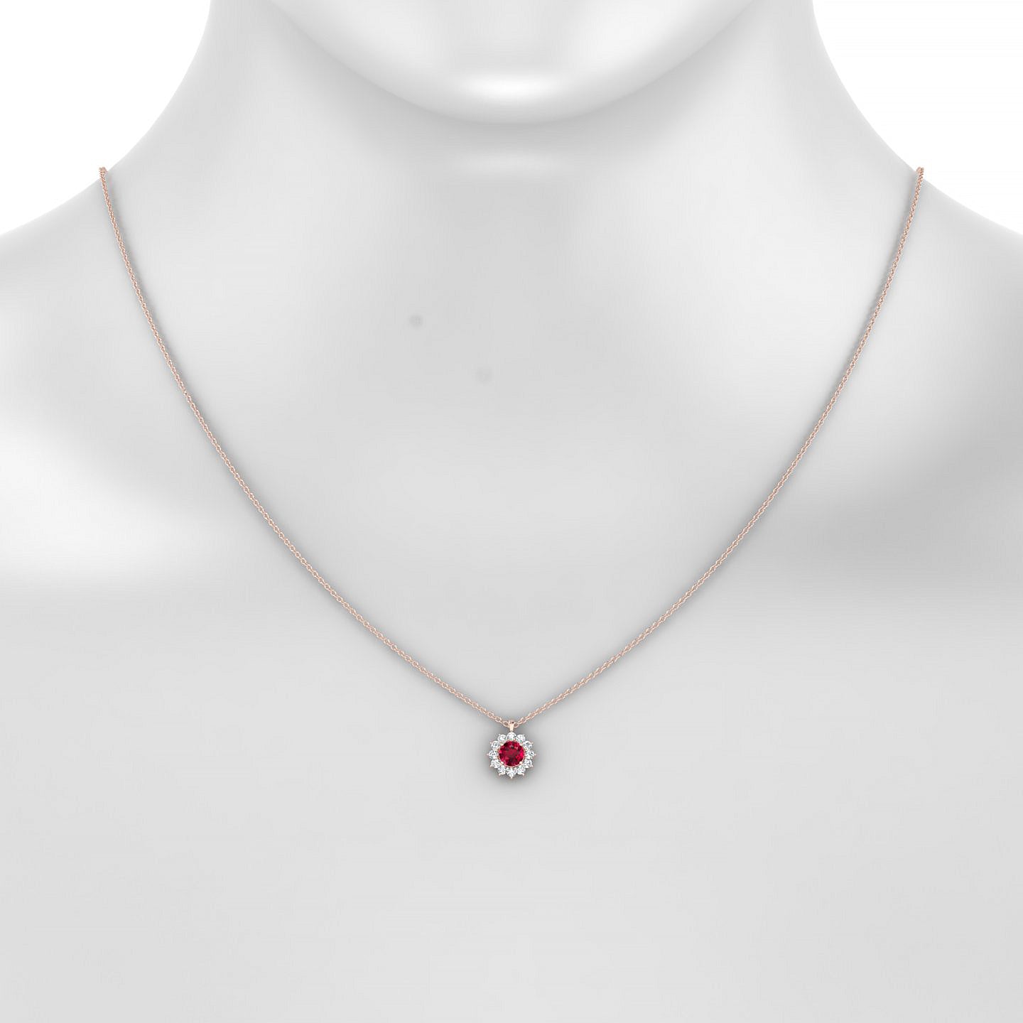 Blossom | 18k Rose Gold 4.5 mm Round Ruby Pendant