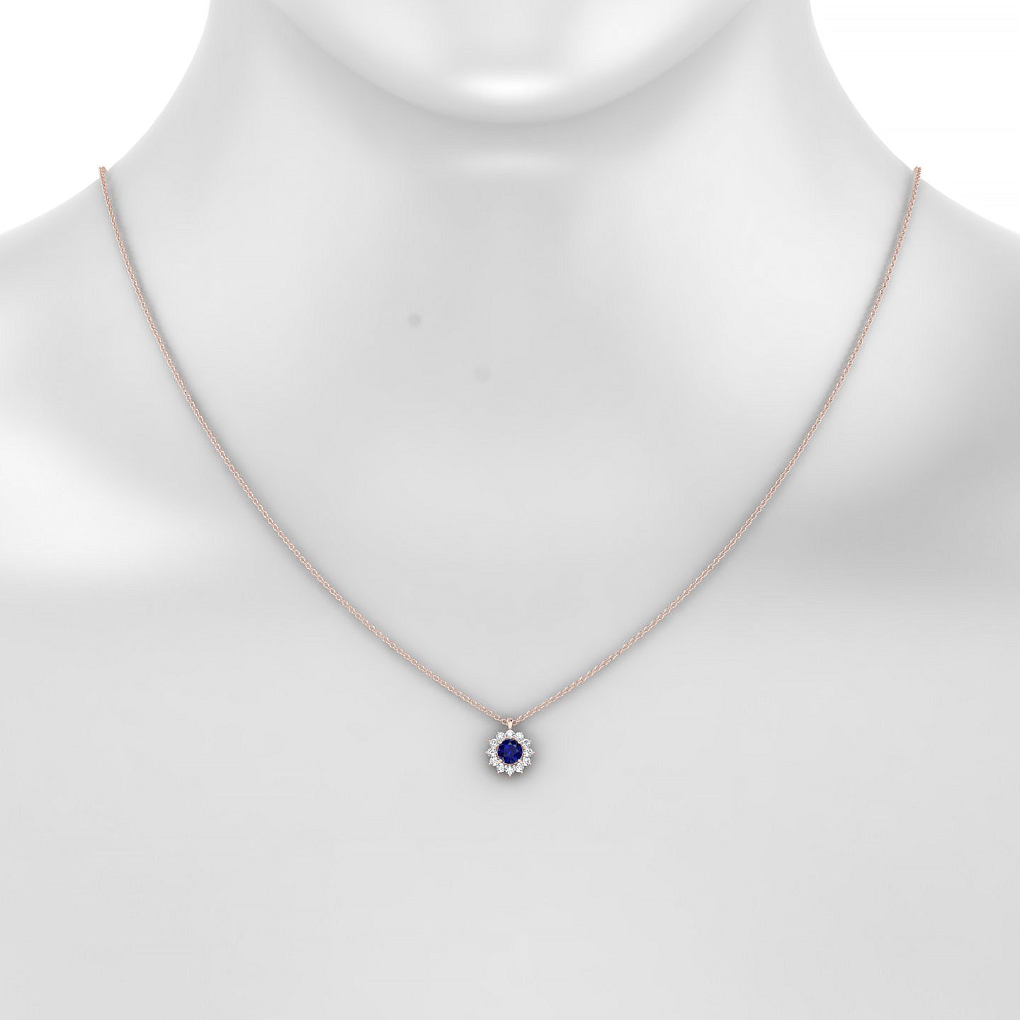 Blossom | 18k Rose Gold 4.5 mm Round Sapphire Pendant