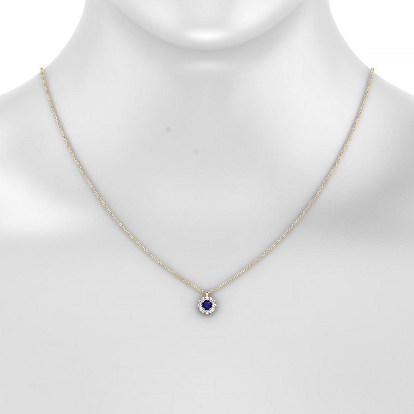 Blossom | 18k Yellow Gold 4.5 mm Round Sapphire Pendant
