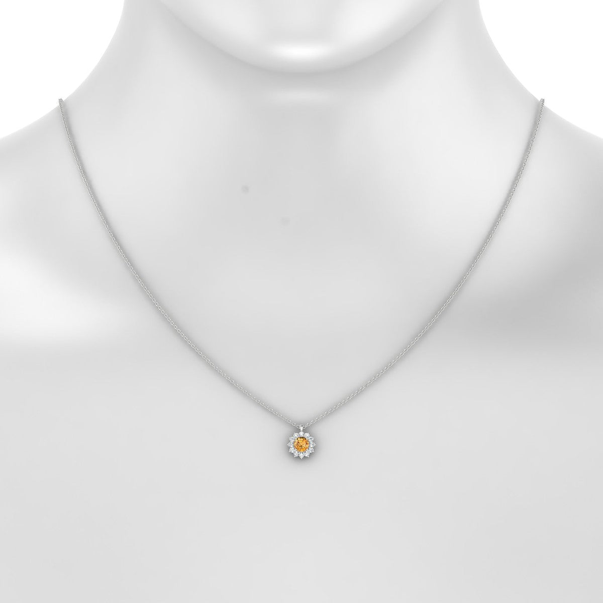 Blossom | 18k White Gold 4.5 mm Round Citrine Pendant
