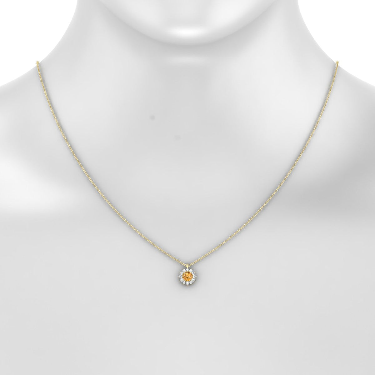 Blossom | 18k Yellow Gold 4.5 mm Round Citrine Pendant