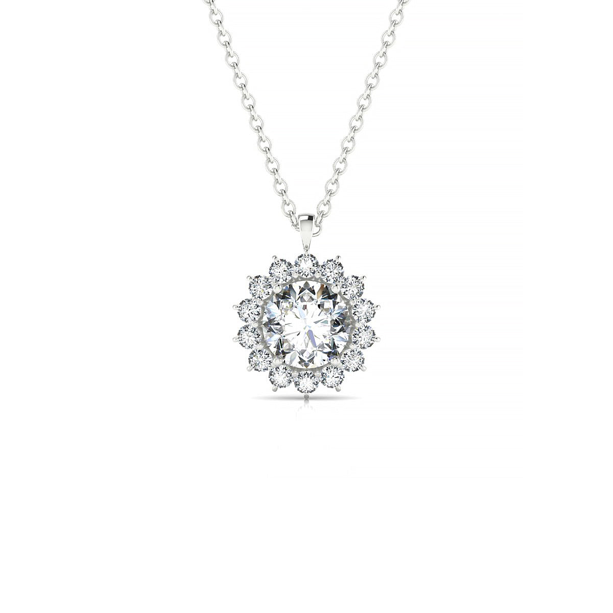 Blossom | 18k White Gold 5.7 mm Round Diamond Pendant