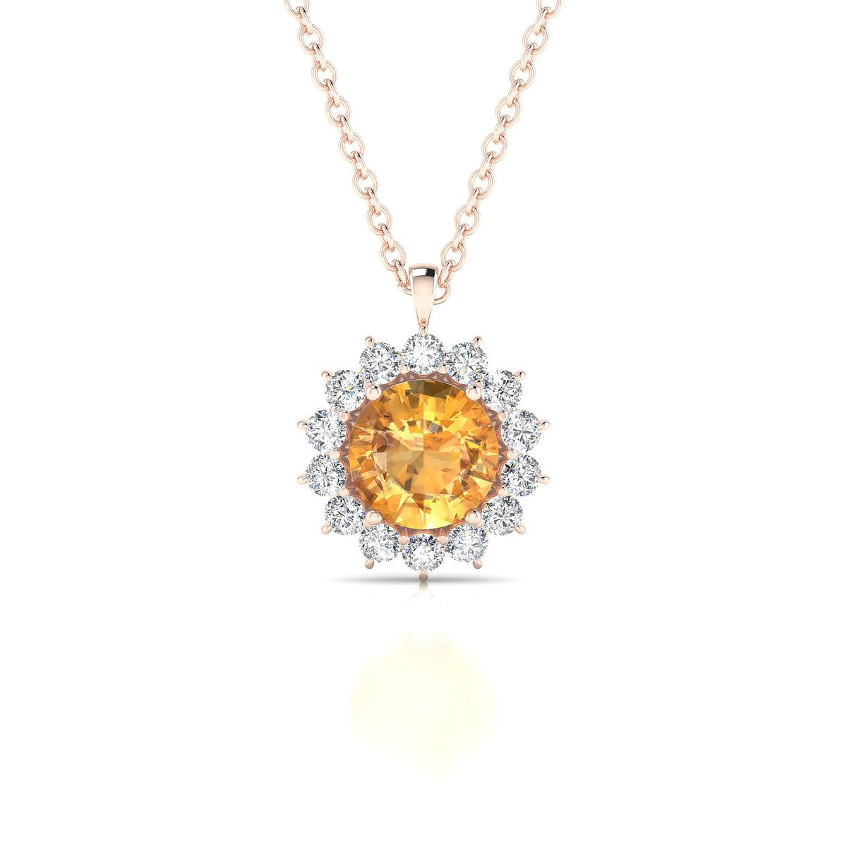 Blossom | 18k Rose Gold 6 mm Round Citrine Pendant