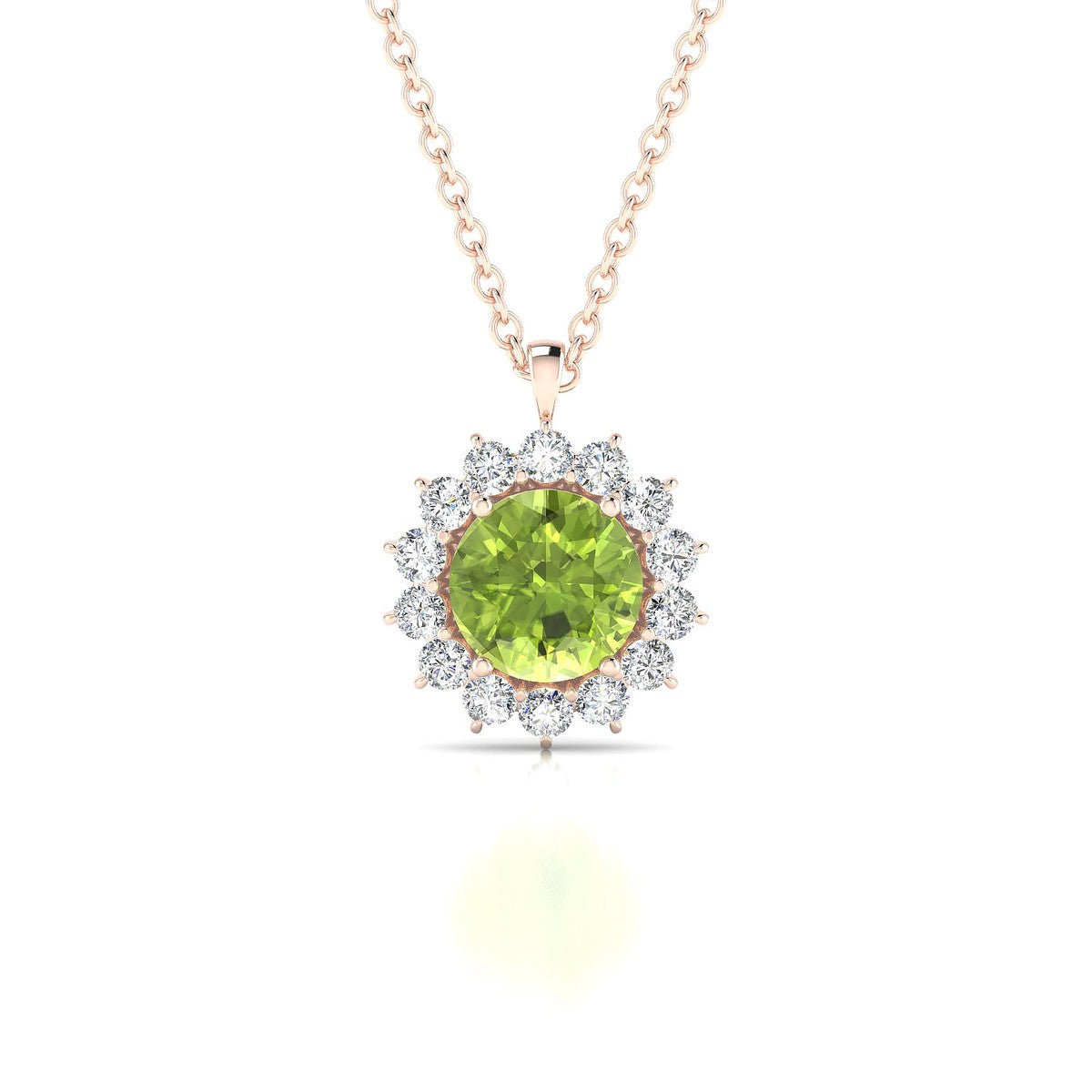 Blossom | 18k Rose Gold 6 mm Round Peridot Pendant