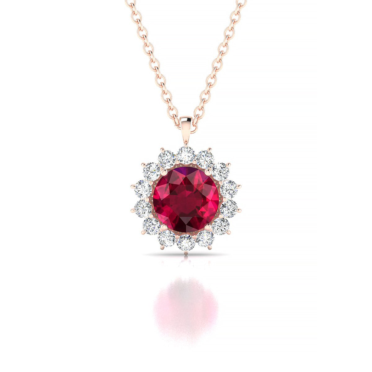Blossom | 18k Rose Gold 6 mm Round Ruby Pendant