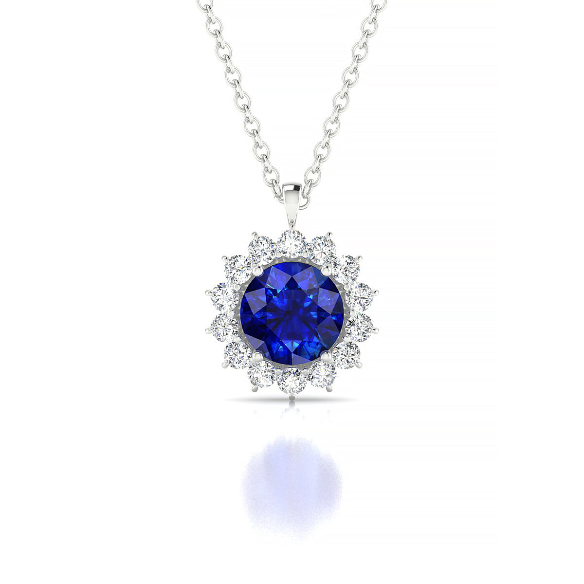 Blossom | 18k White Gold 6 mm Round Sapphire Pendant