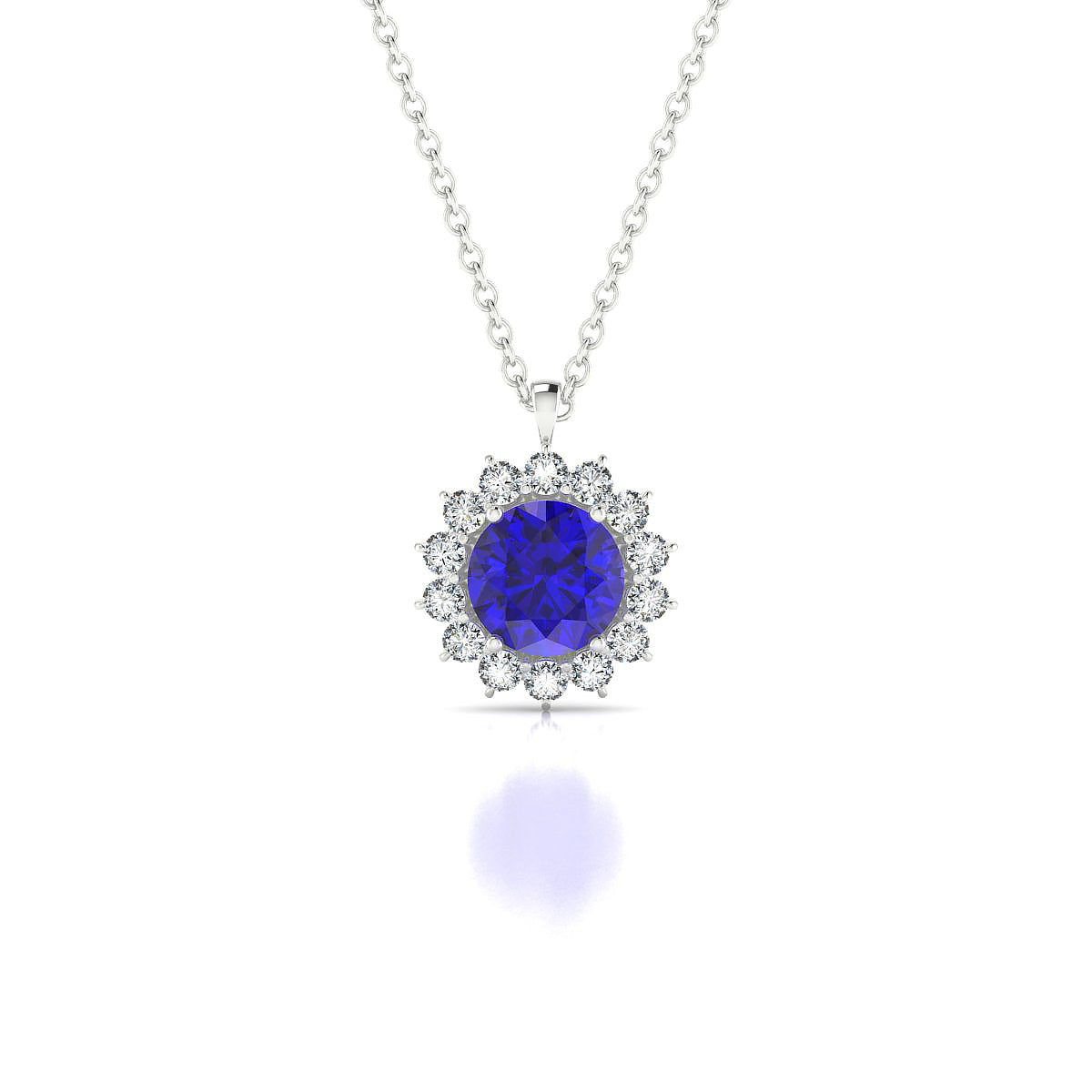 Blossom | 18k White Gold 6 mm Round Tanzanite Pendant