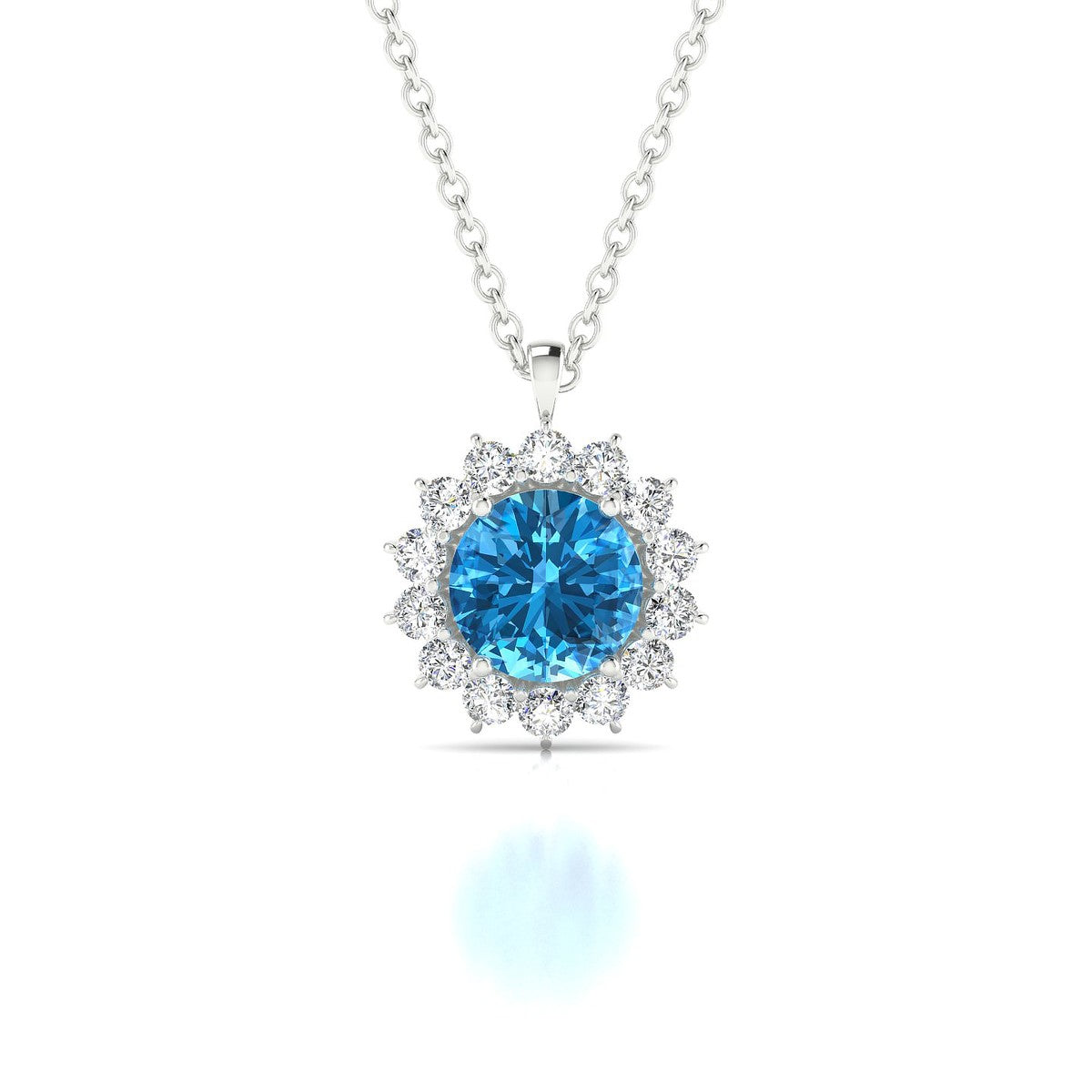 Blossom | 18k White Gold 6 mm Round Topaz Pendant