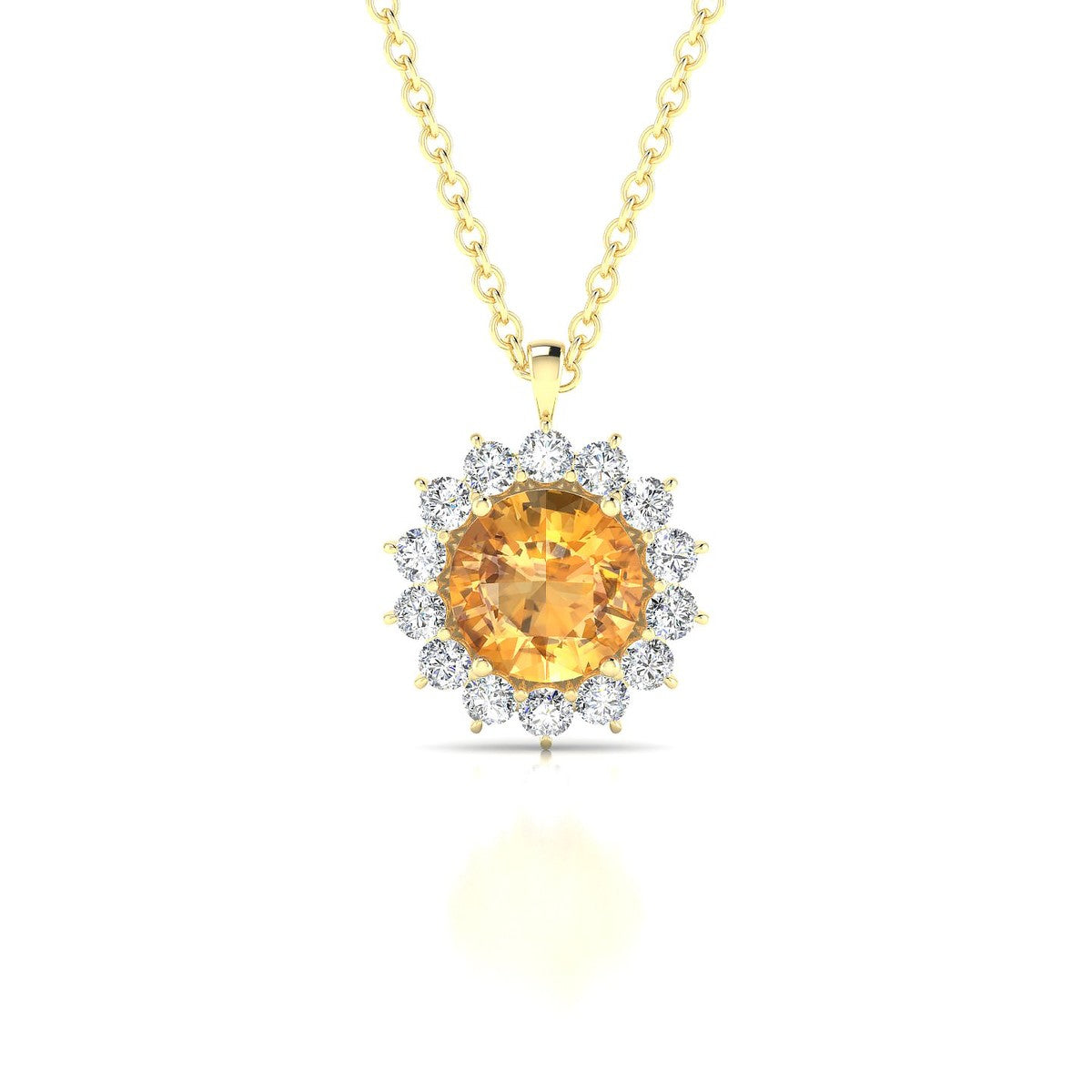 Blossom | 18k Yellow Gold 6 mm Round Citrine Pendant