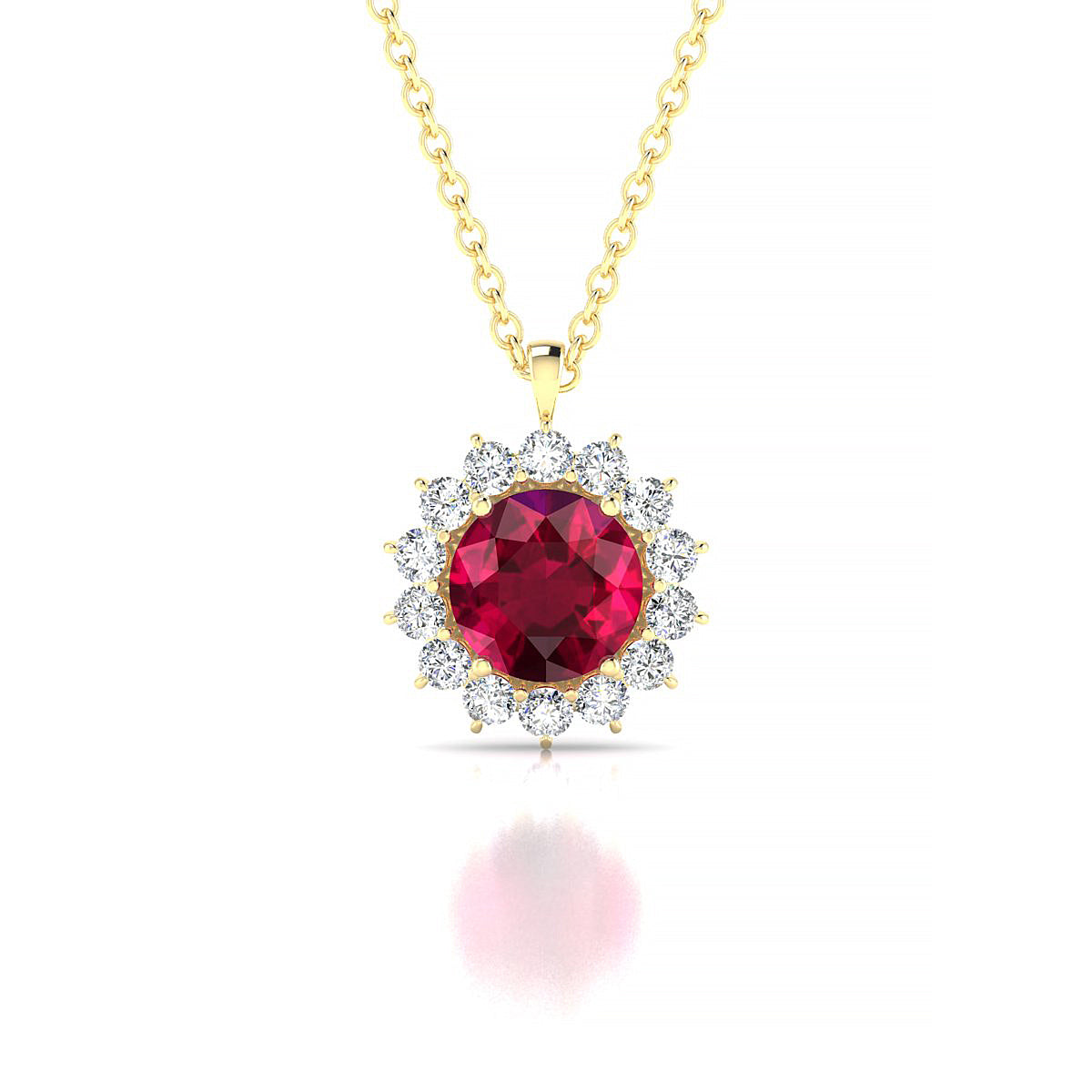 Blossom | 18k Yellow Gold 6 mm Round Ruby Pendant