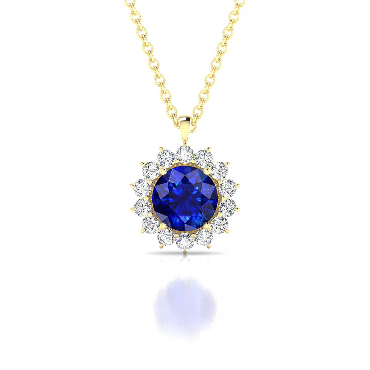 Blossom | 18k Yellow Gold 6 mm Round Sapphire Pendant