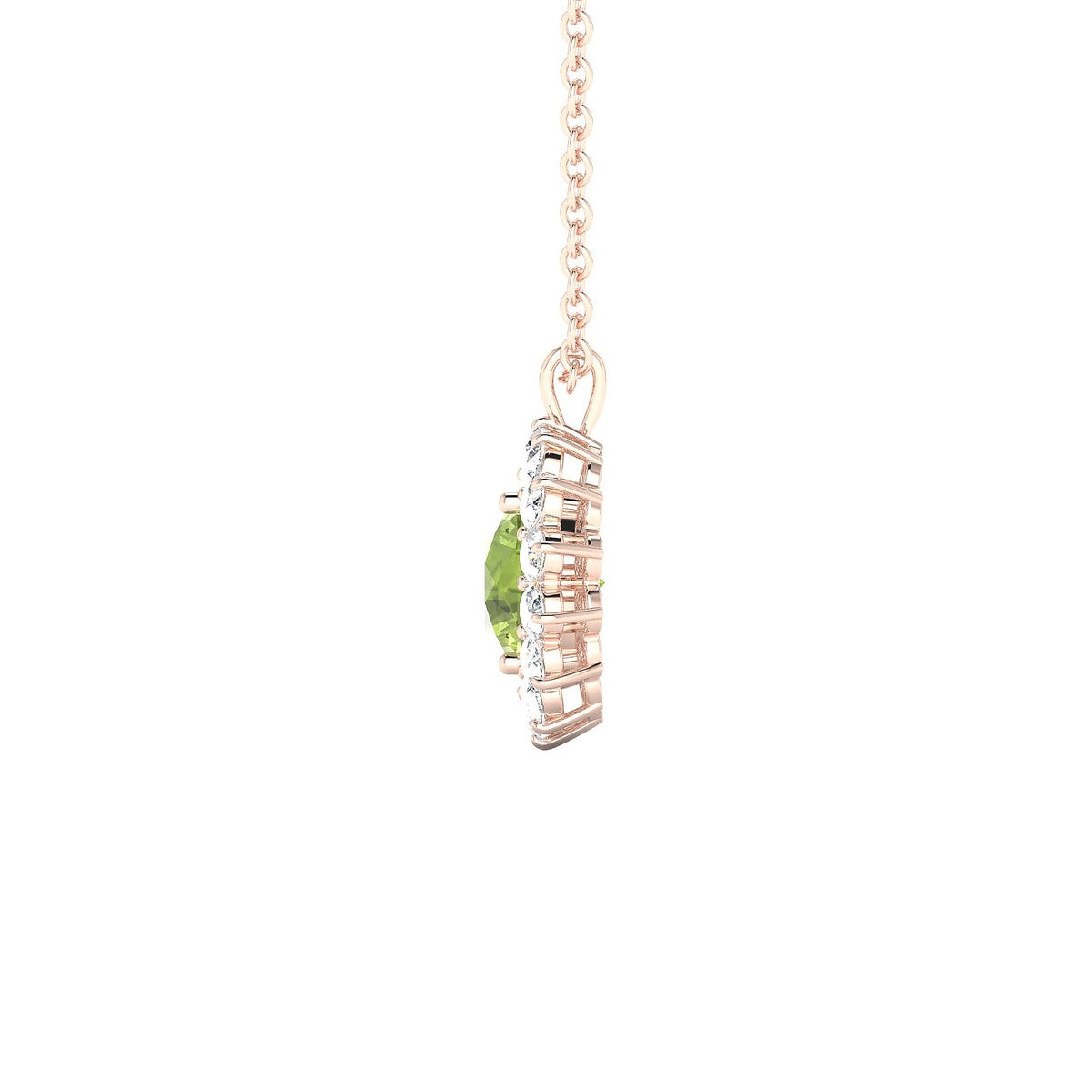 Blossom | 18k Rose Gold 6 mm Round Peridot Pendant