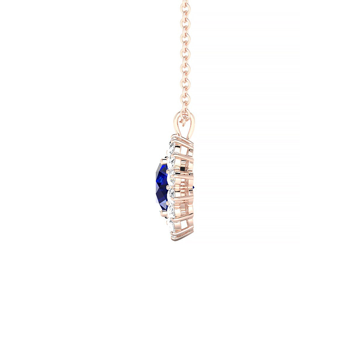 Blossom | 18k Rose Gold 6 mm Round Sapphire Pendant