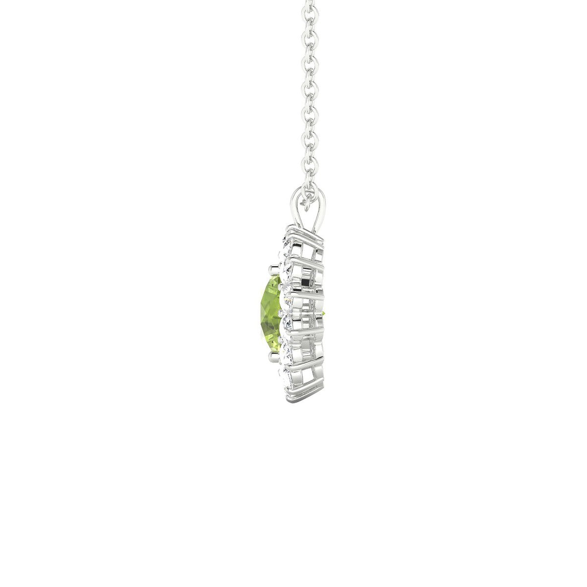 Blossom | 18k White Gold 6 mm Round Peridot Pendant