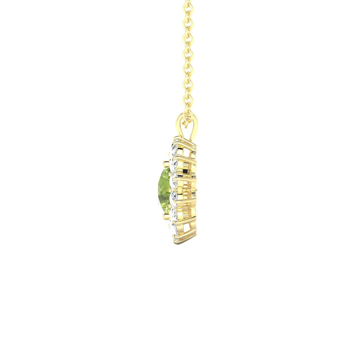 Blossom | 18k Yellow Gold 6 mm Round Peridot Pendant