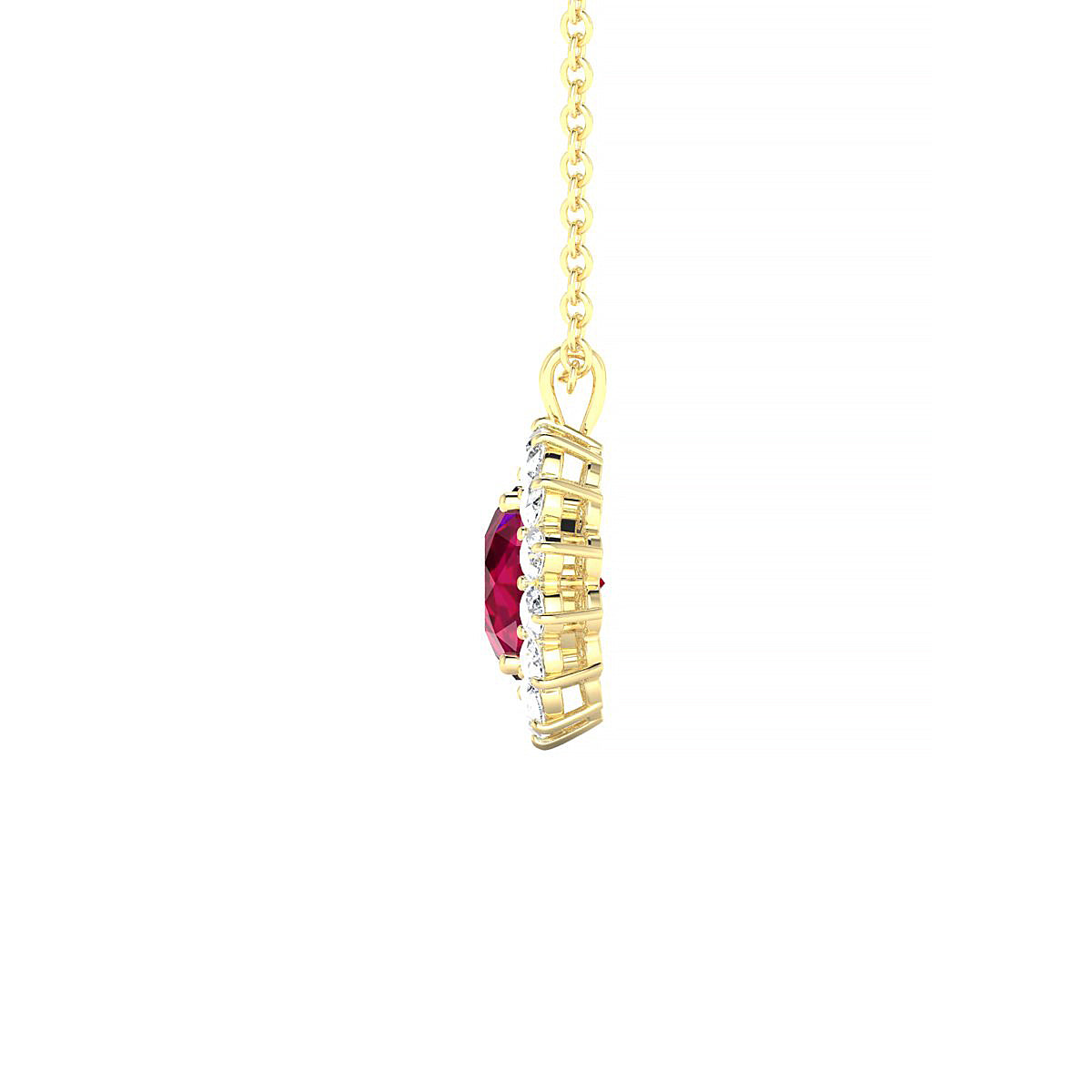 Blossom | 18k Yellow Gold 6 mm Round Ruby Pendant