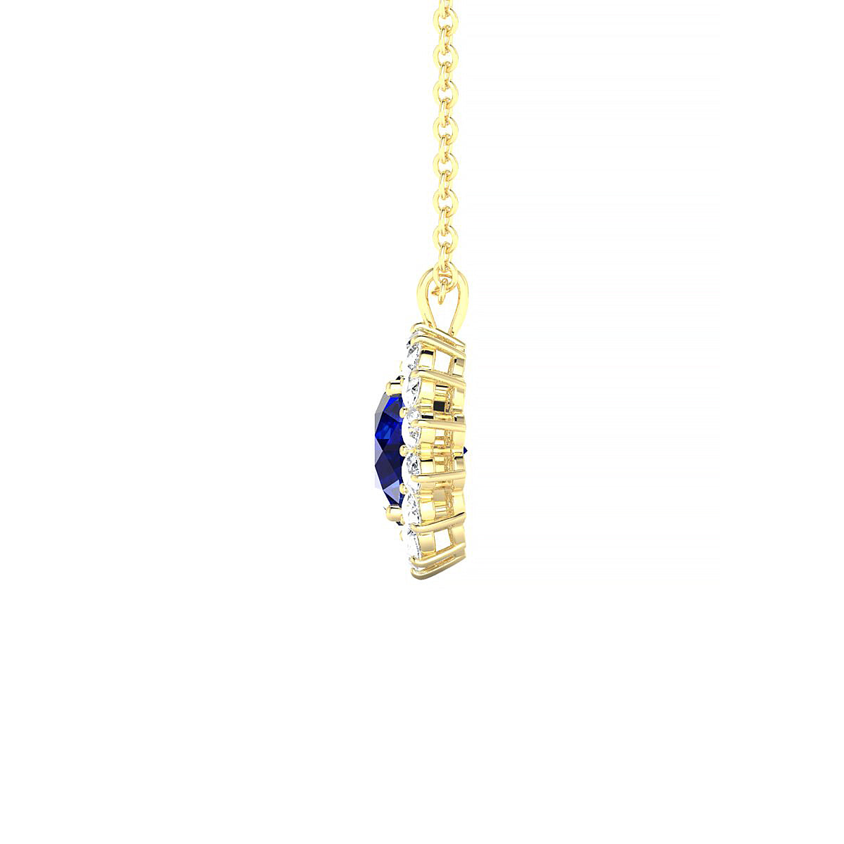 Blossom | 18k Yellow Gold 6 mm Round Sapphire Pendant
