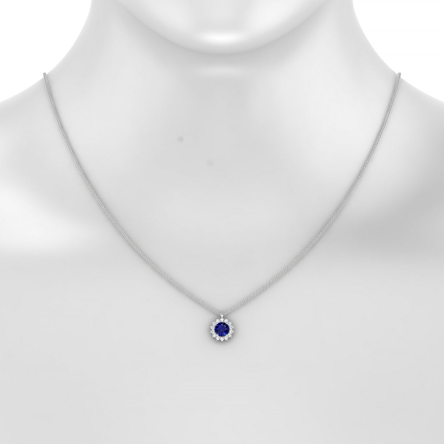 Blossom | 18k White Gold 6 mm Round Sapphire Pendant
