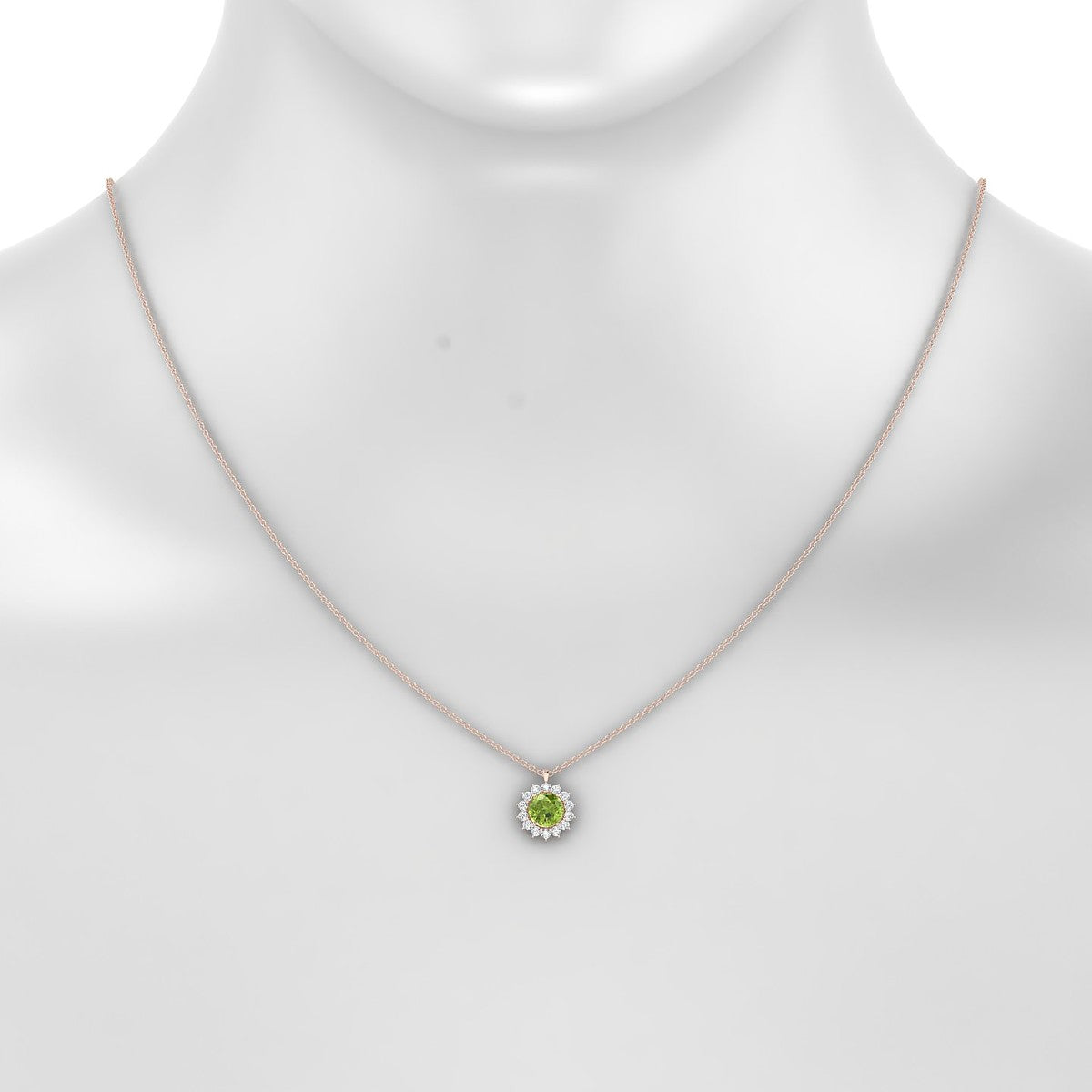 Blossom | 18k Rose Gold 6 mm Round Peridot Pendant