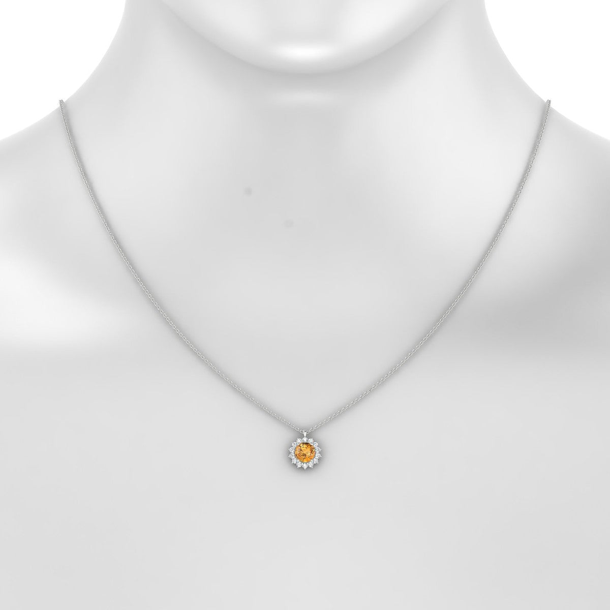 Blossom | 18k White Gold 6 mm Round Citrine Pendant