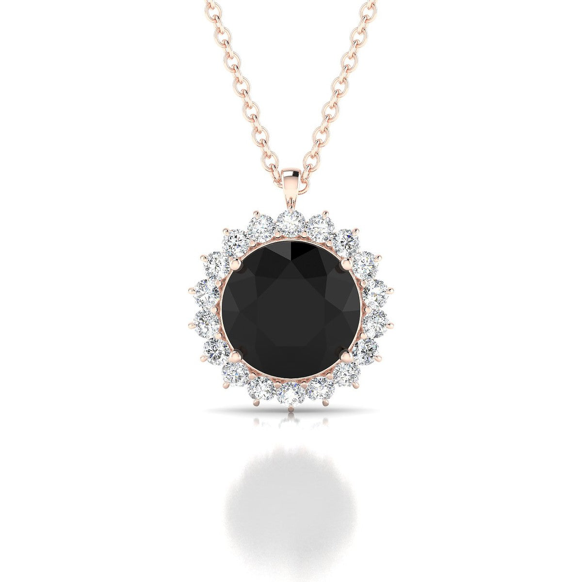Blossom | 18k Rose Gold 8 mm Round Black Diamond Pendant