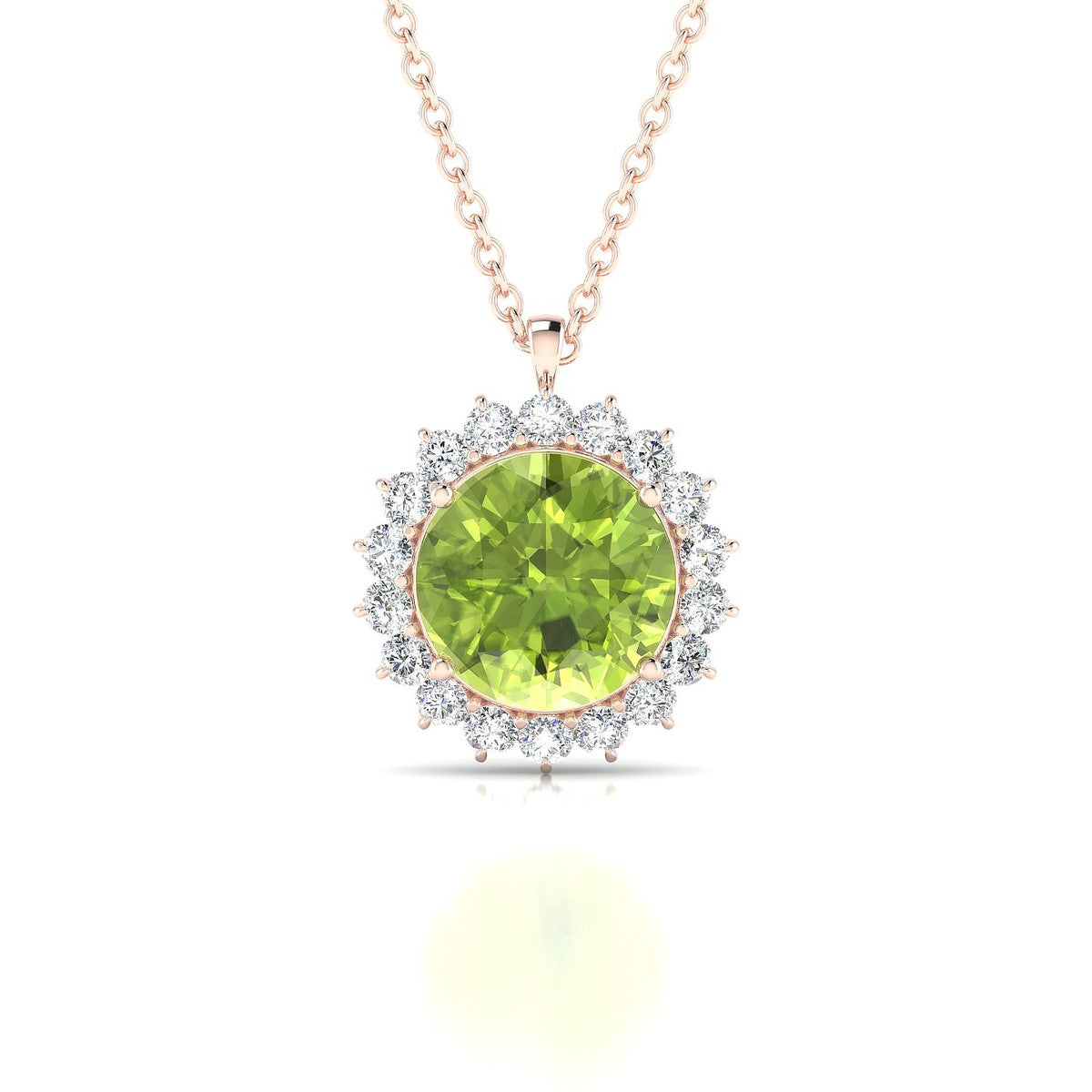 Blossom | 18k Rose Gold 8 mm Round Peridot Pendant