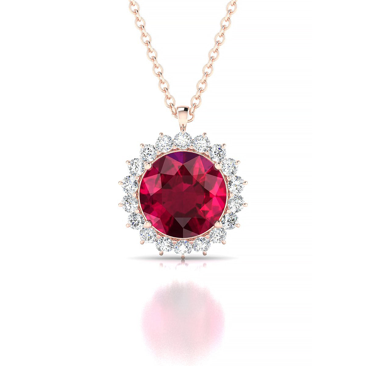 Blossom | 18k Rose Gold 8 mm Round Ruby Pendant