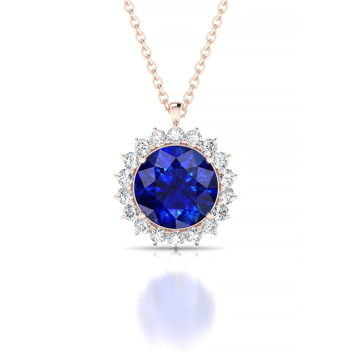 Blossom | 18k Rose Gold 8 mm Round Sapphire Pendant