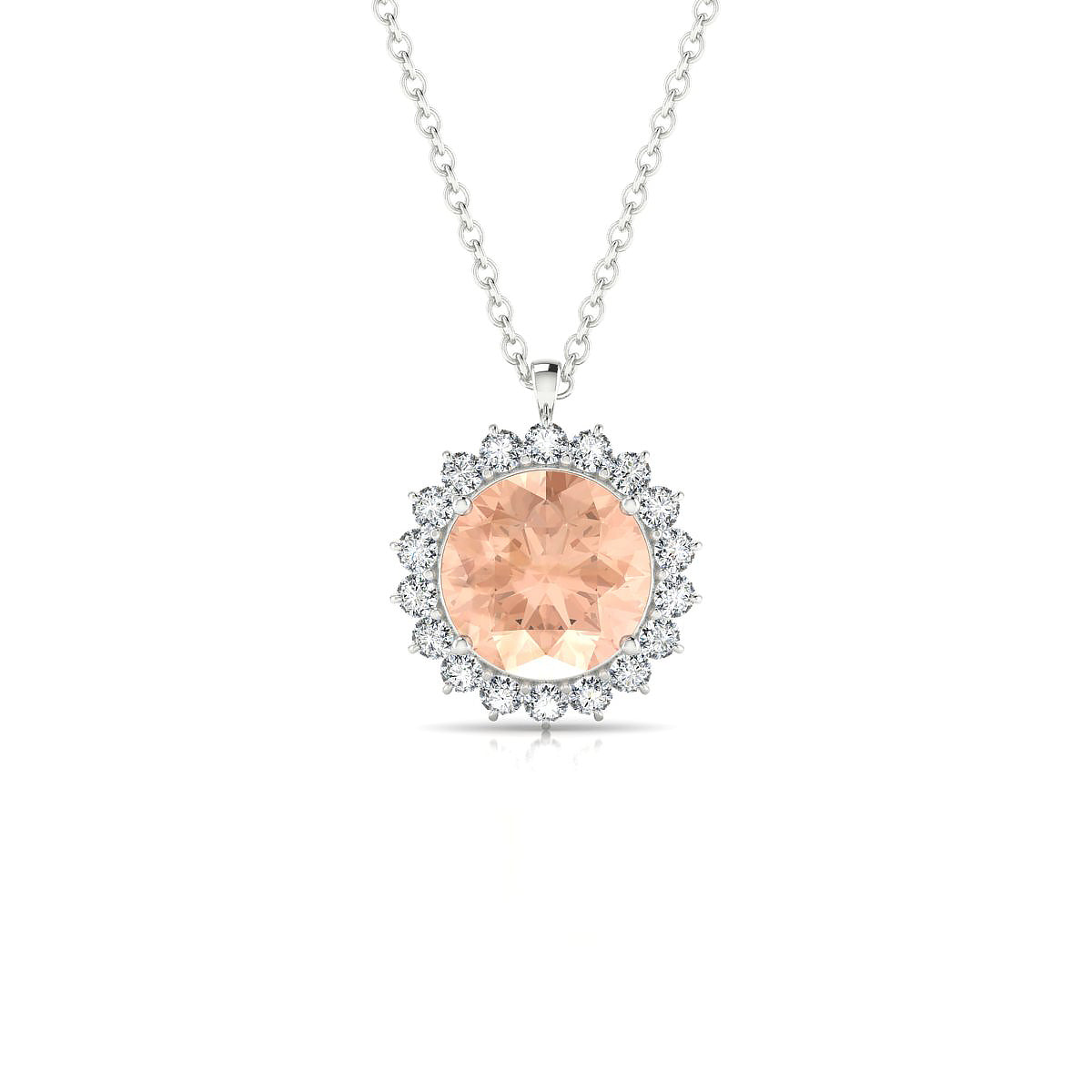 Blossom | 18k White Gold 8 mm Round Morganite Pendant