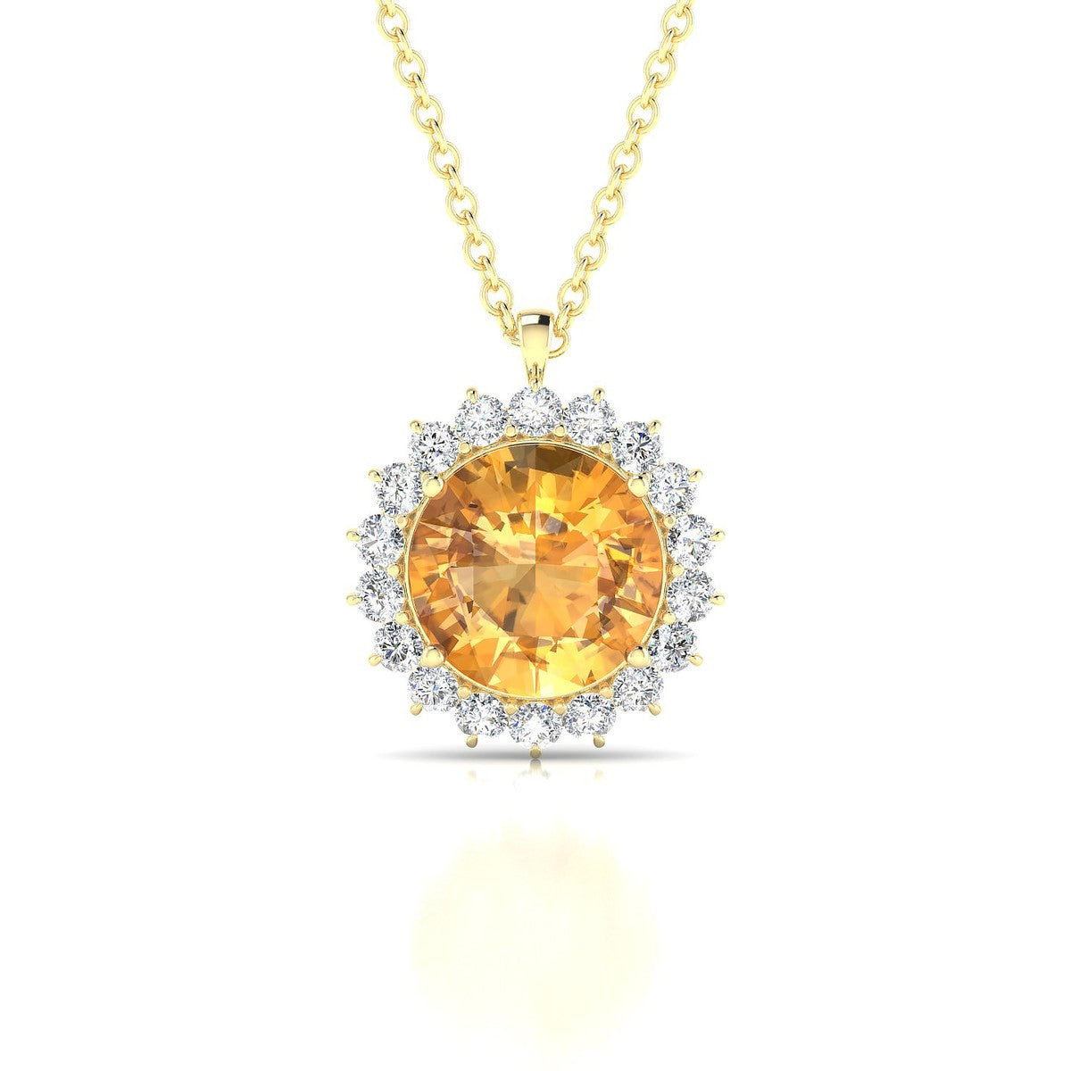 Blossom | 18k Yellow Gold 8 mm Round Citrine Pendant