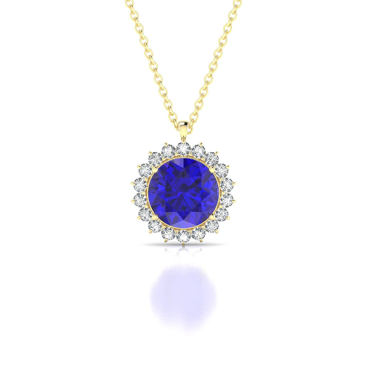 Blossom | 18k Yellow Gold 8 mm Round Tanzanite Pendant