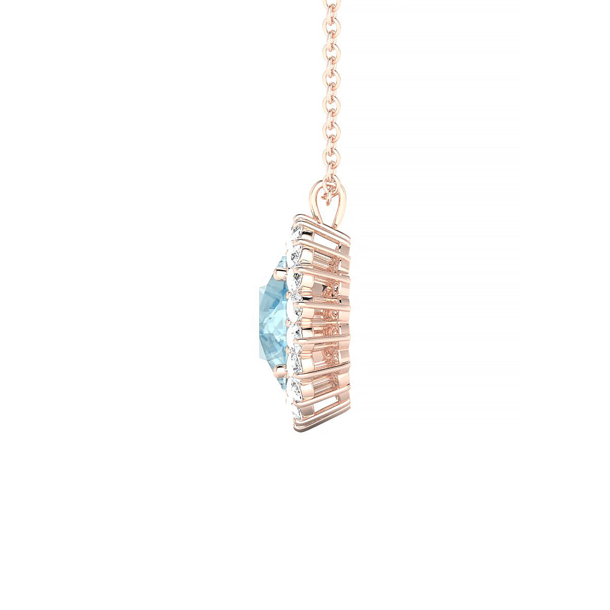 Blossom | 18k Rose Gold 8 mm Round Aquamarine Pendant