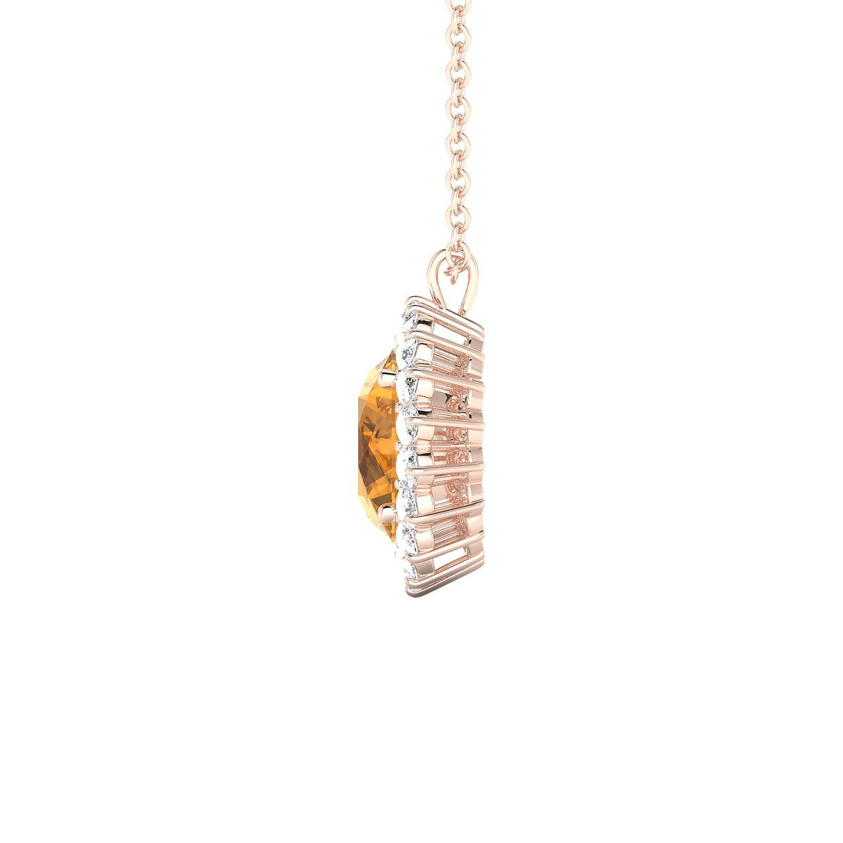 Blossom | 18k Rose Gold 8 mm Round Citrine Pendant