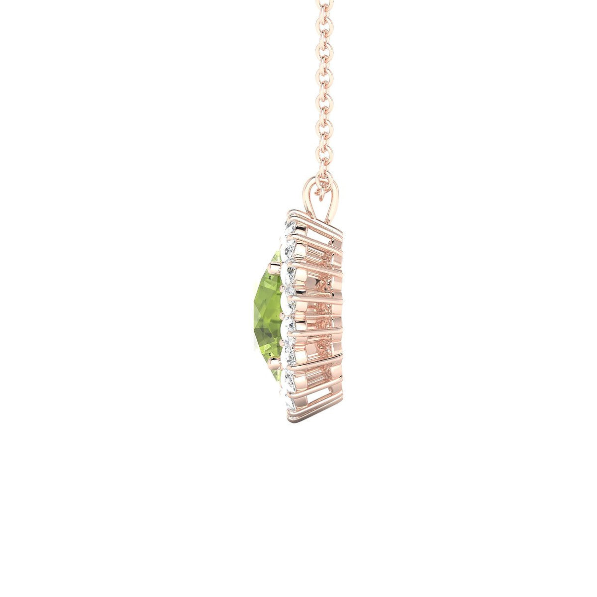 Blossom | 18k Rose Gold 8 mm Round Peridot Pendant