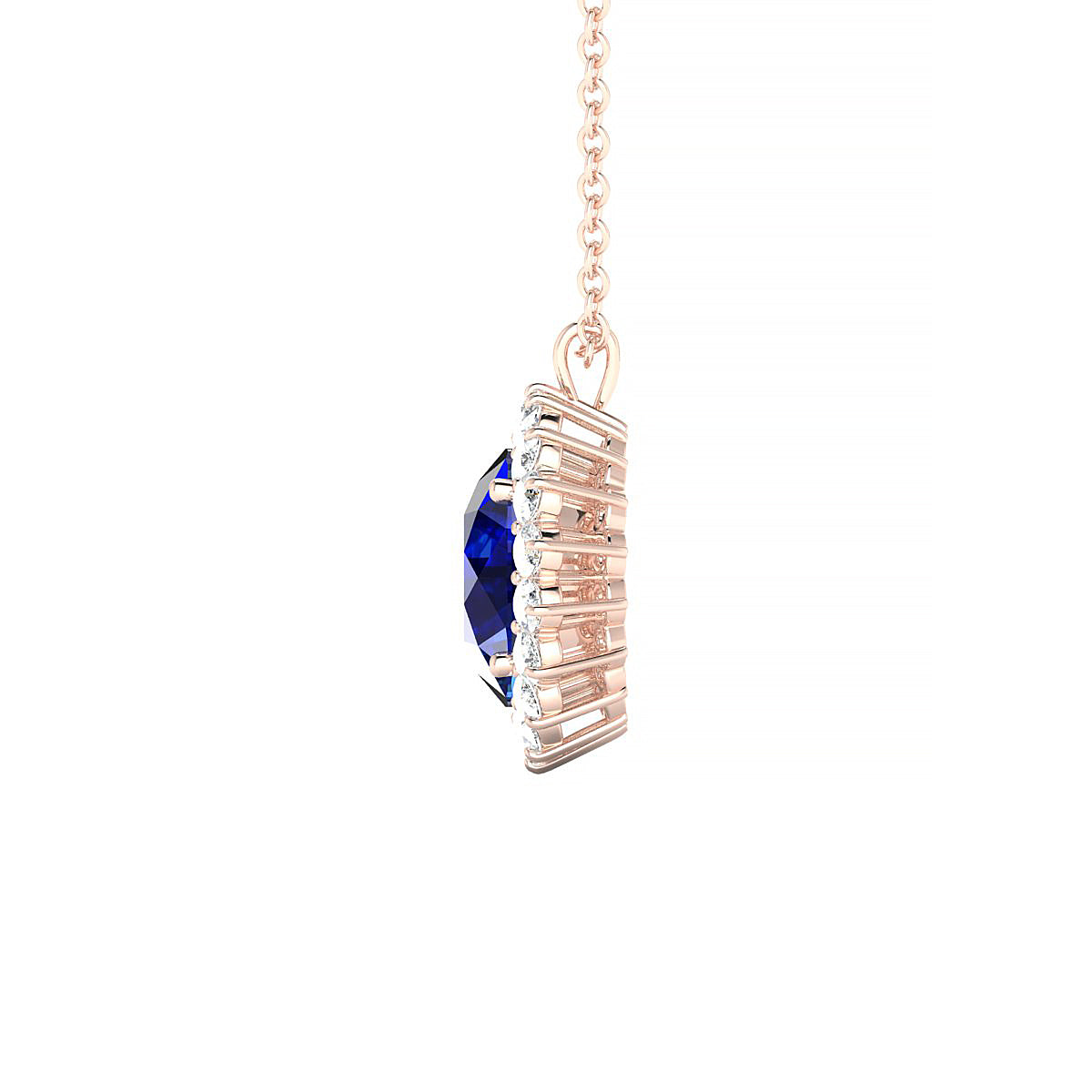 Blossom | 18k Rose Gold 8 mm Round Sapphire Pendant