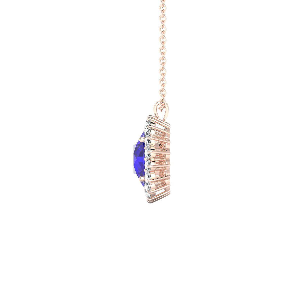Blossom | 18k Rose Gold 8 mm Round Tanzanite Pendant
