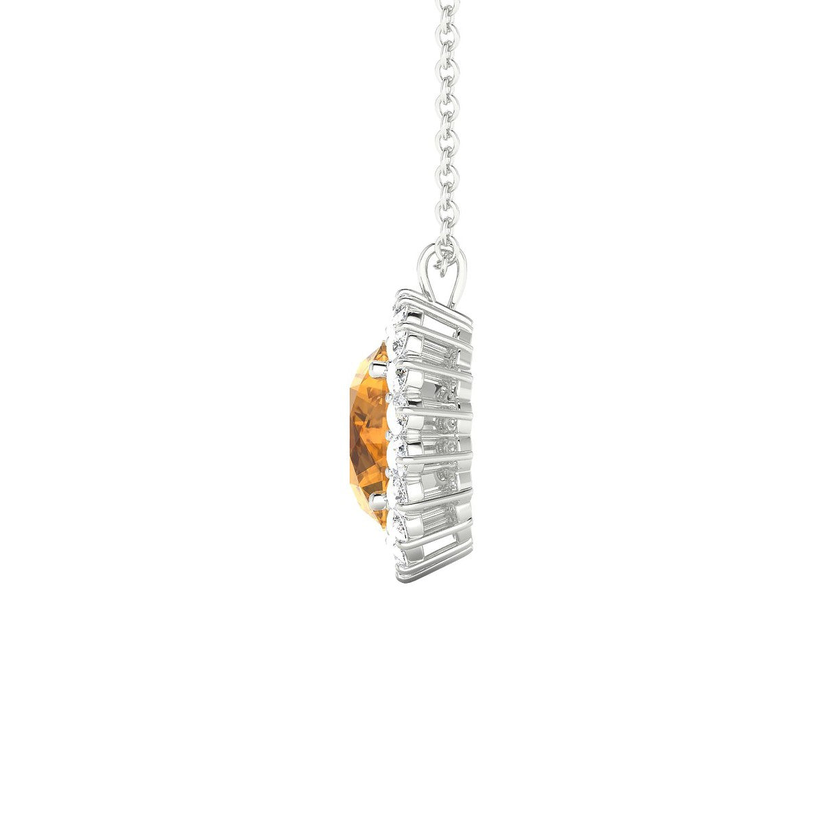 Blossom | 18k White Gold 8 mm Round Citrine Pendant