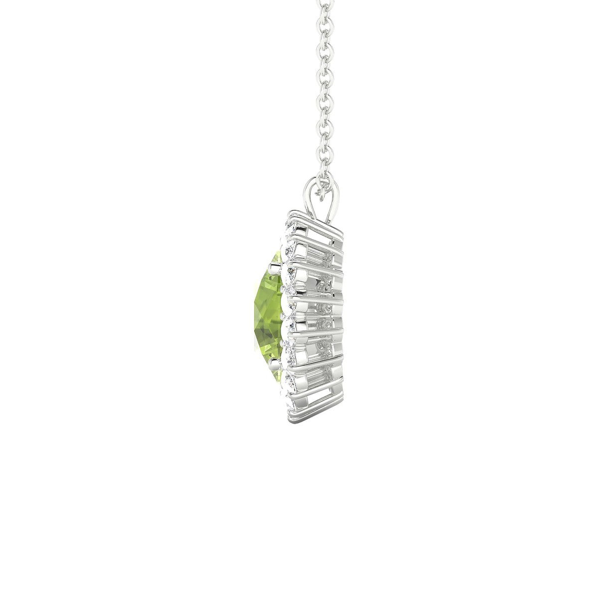 Blossom | 18k White Gold 8 mm Round Peridot Pendant