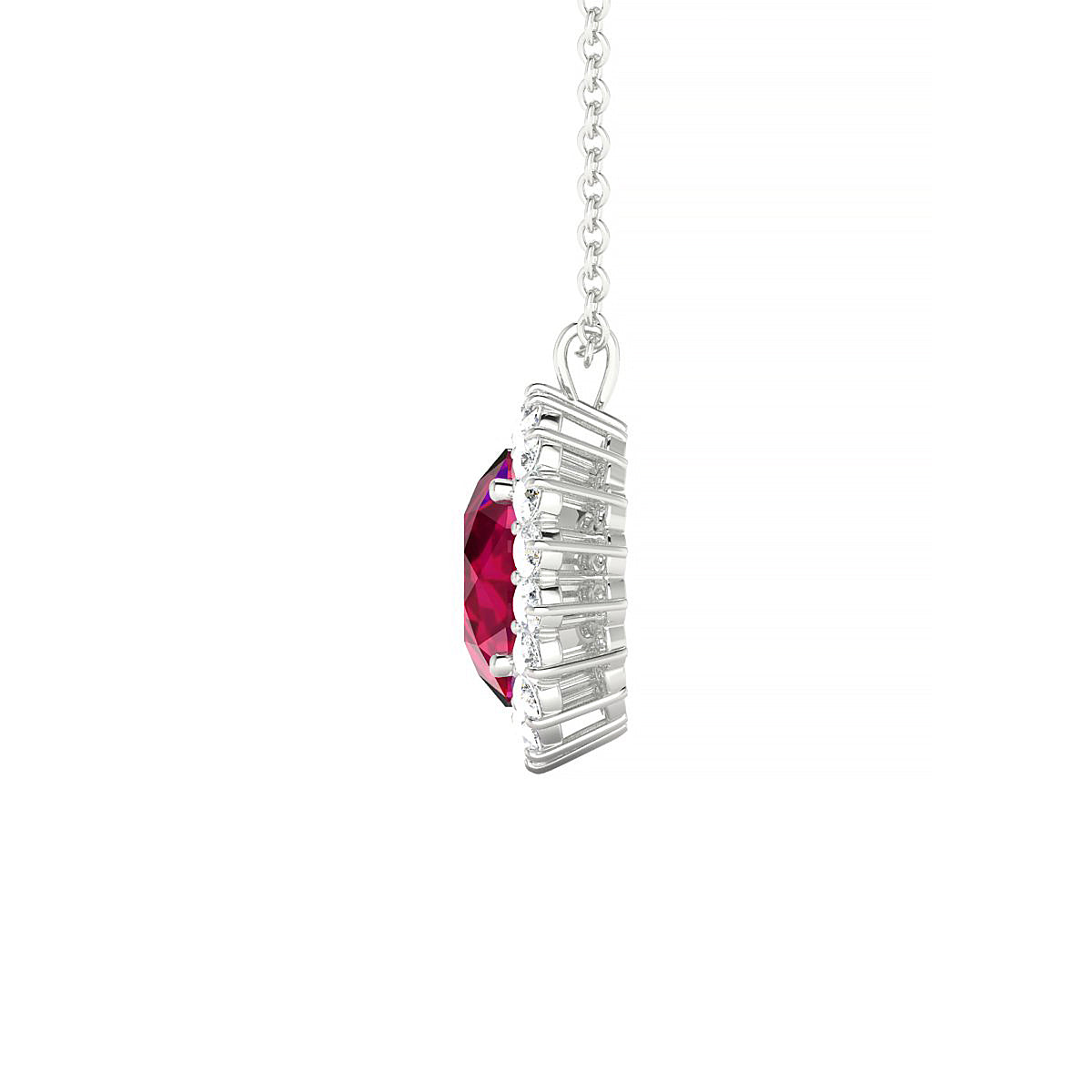 Blossom | 18k White Gold 8 mm Round Ruby Pendant