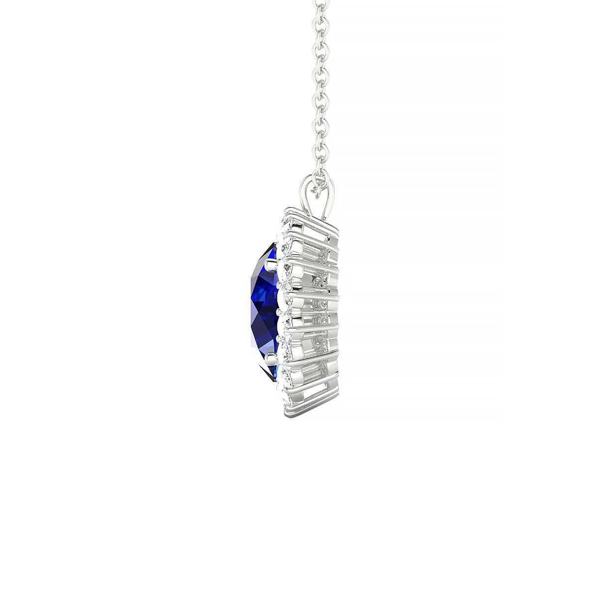 Blossom | 18k White Gold 8 mm Round Sapphire Pendant