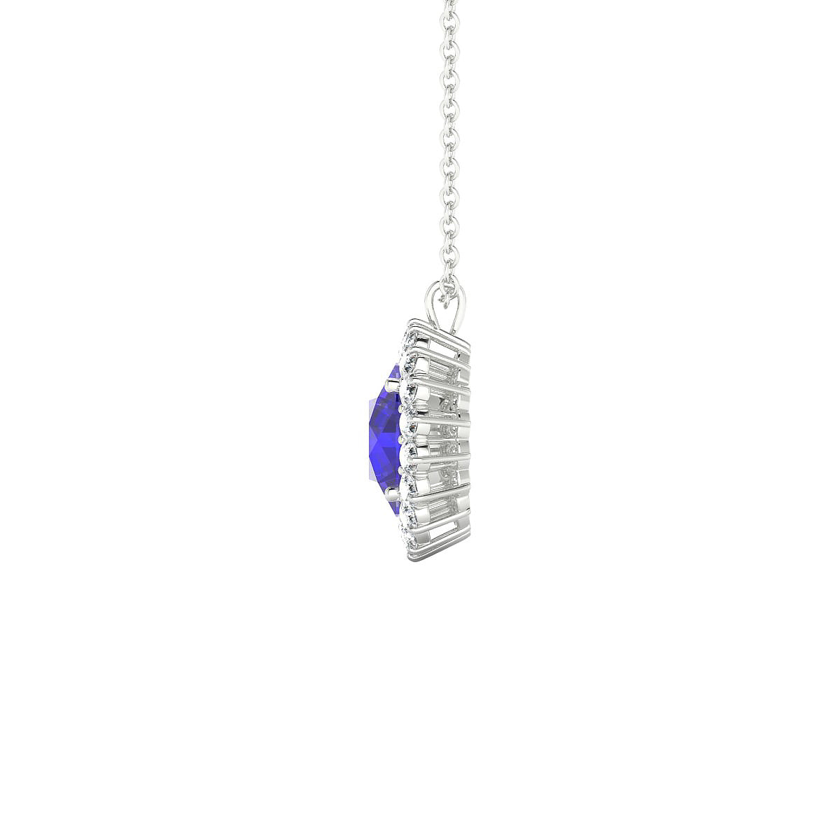 Blossom | 18k White Gold 8 mm Round Tanzanite Pendant