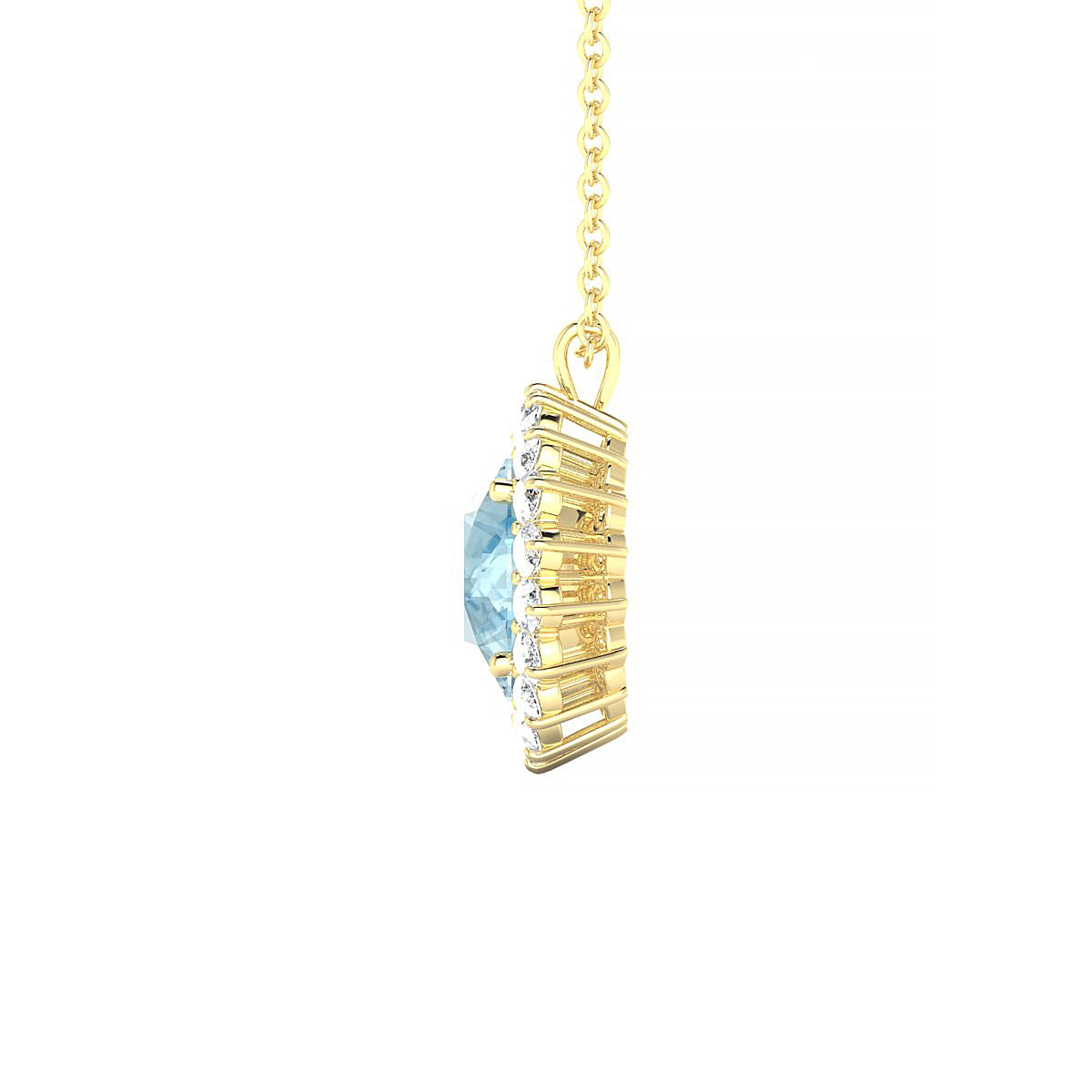 Blossom | 18k Yellow Gold 8 mm Round Aquamarine Pendant